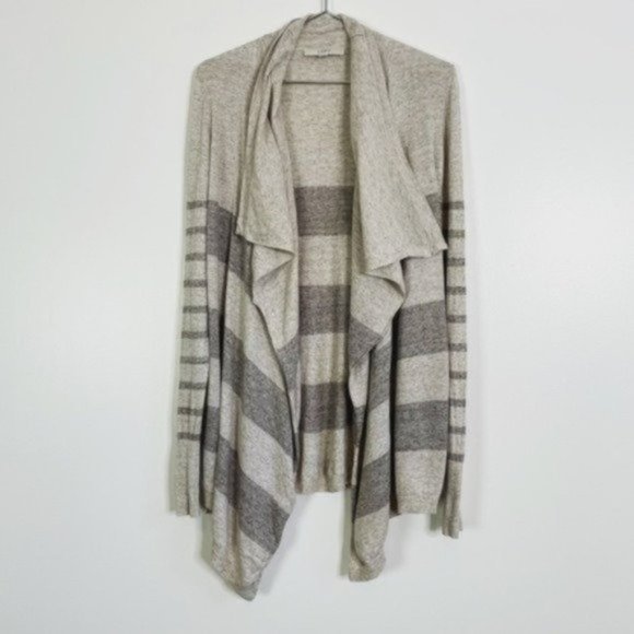 LOFT Long Striped Drape Cardigan - Picture 1 of 6